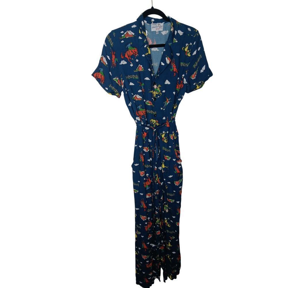HVN Printed Crepe Rodeo Gia Jumpsuit SZ 6 - Picture 4 of 14